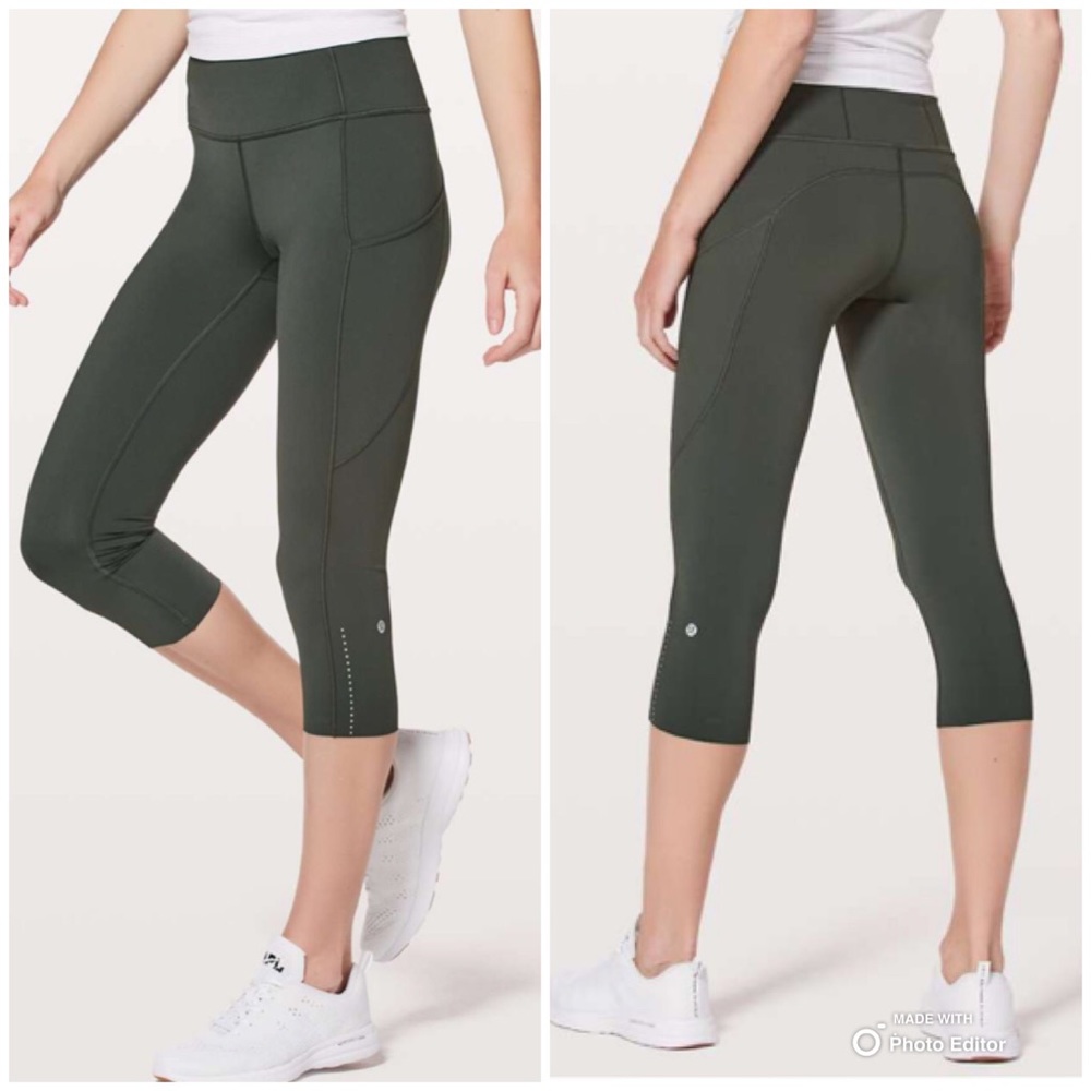Lululemon Fast & Free Crop 2 Evergreen